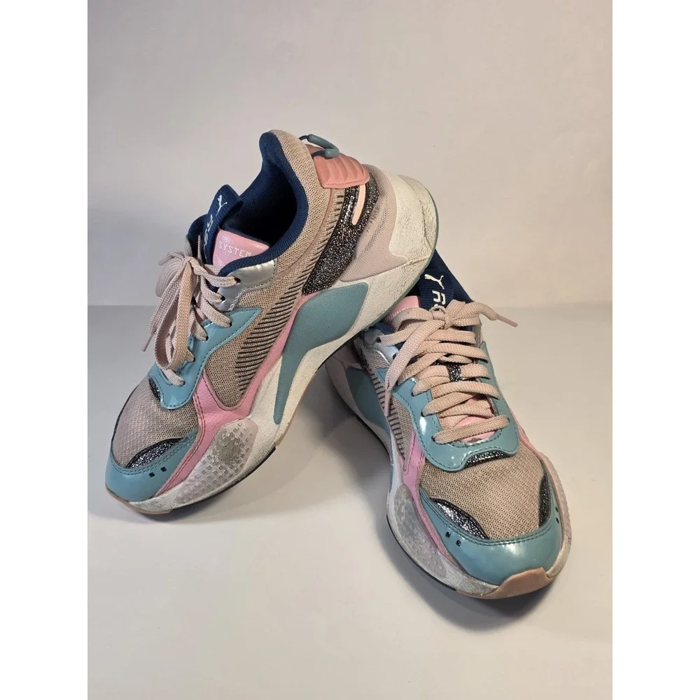 Puma RS-X Low Cut Running Shoes Blue/ Pink Youth Grils‎ Size 6C RS-X 385769-01